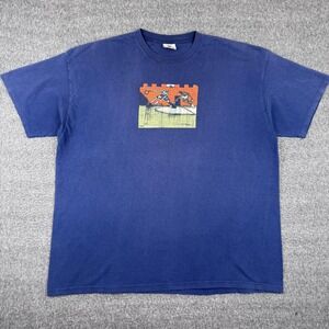 Vintage Nike Basketball Shirt Mens 2XL Blue Graphic Sketch Art Made USA 90s